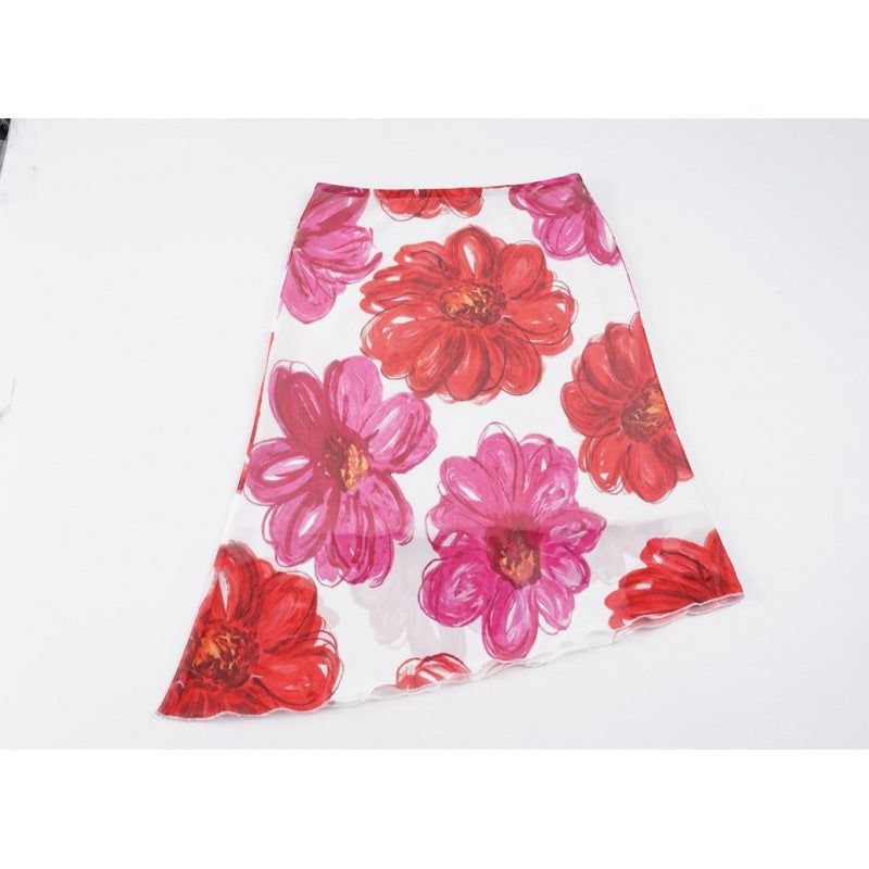 Damen Floral Maxi-Rock mit asymmetrischem Saum und elastischem Bund Skovae
