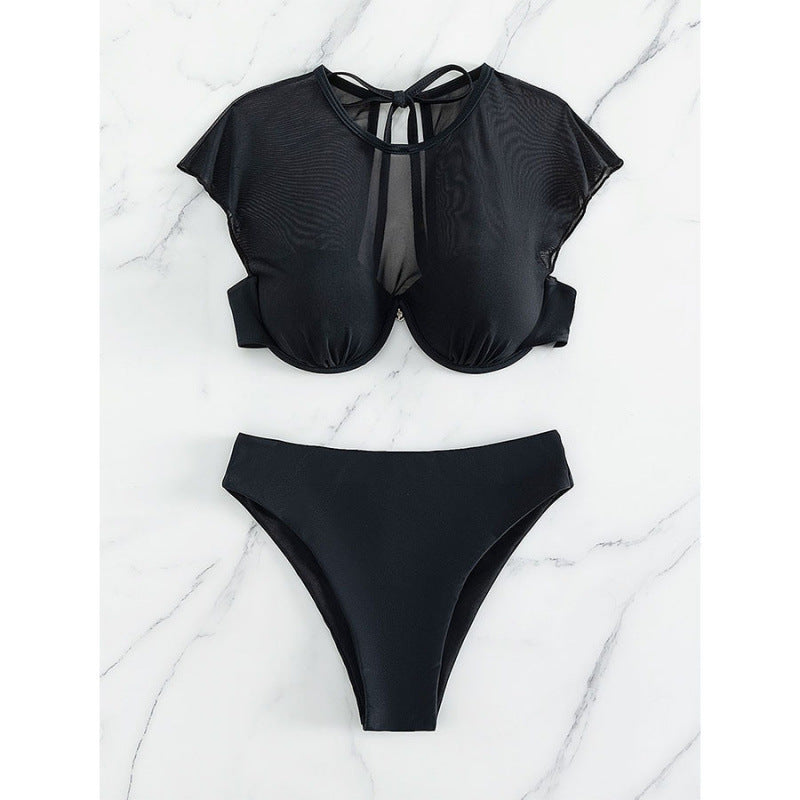 Dame bikini sæt med elegant crop top og højskåret trusse Skovae