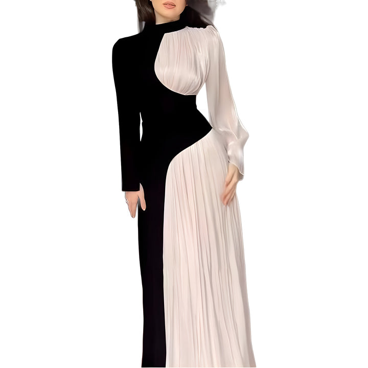 Dame elegant og asymmetrisk aftenkjole med plissé detaljer Skovae
