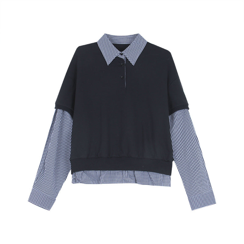 Dame Lagdelt Sweatshirt med elegant krave og legende ruffle-design Stilla