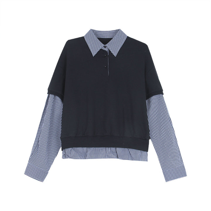 Dame Lagdelt Sweatshirt med elegant krave og legende ruffle-design Stilla