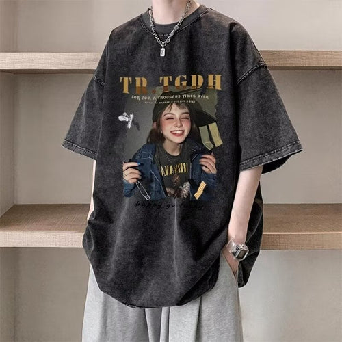 Dame Oversized T-shirt med kreativ fotoudskrivning og afslappet snit Stilla