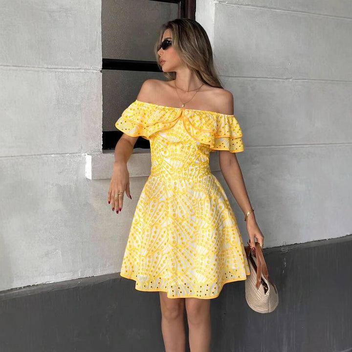Dame Off-Shoulder Rynkekjole Stilla