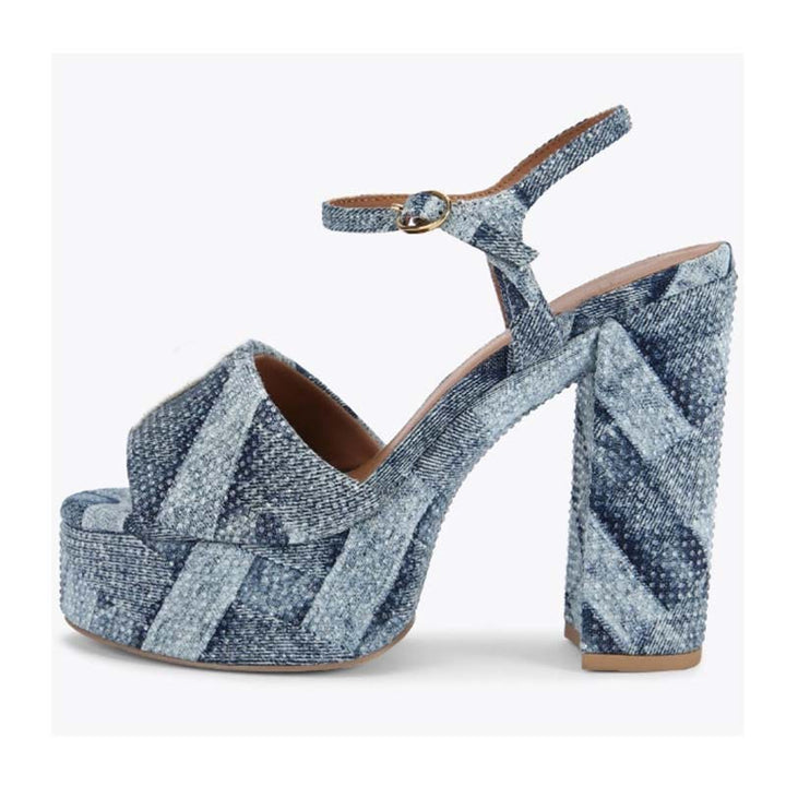 Femme Strappy High-Platform Heels med strass dekorationer Stilla