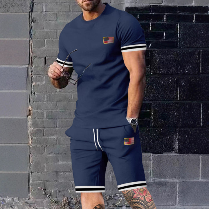 Herrer fritidsshorts og T-shirt sæt med stribet design Stilla