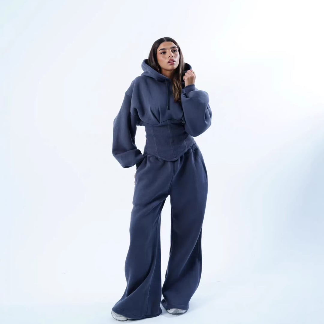Kvinders Oversized Hoodie og Bred Bukser Sæt Chic & Stilfuld