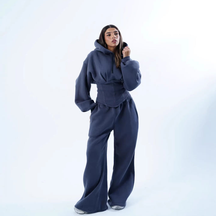 Kvinders Oversized Hoodie og Bred Bukser Sæt Chic & Stilfuld
