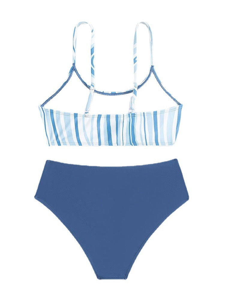 Dame bikini-sæt med elegante striber og højt liv Skovae