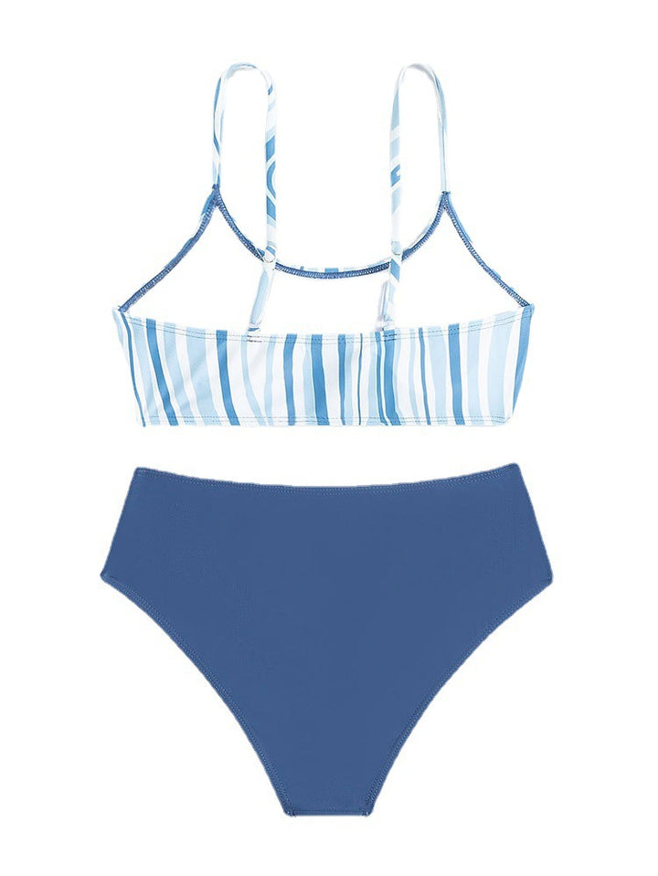 Dame bikini-sæt med elegante striber og højt liv Skovae