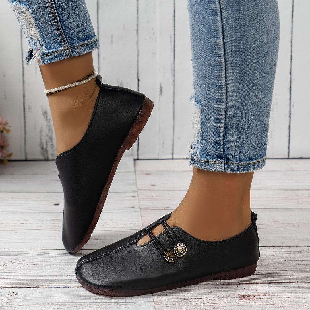 Dame behagelige Slippers med dekorative knapdetaljer Stilla
