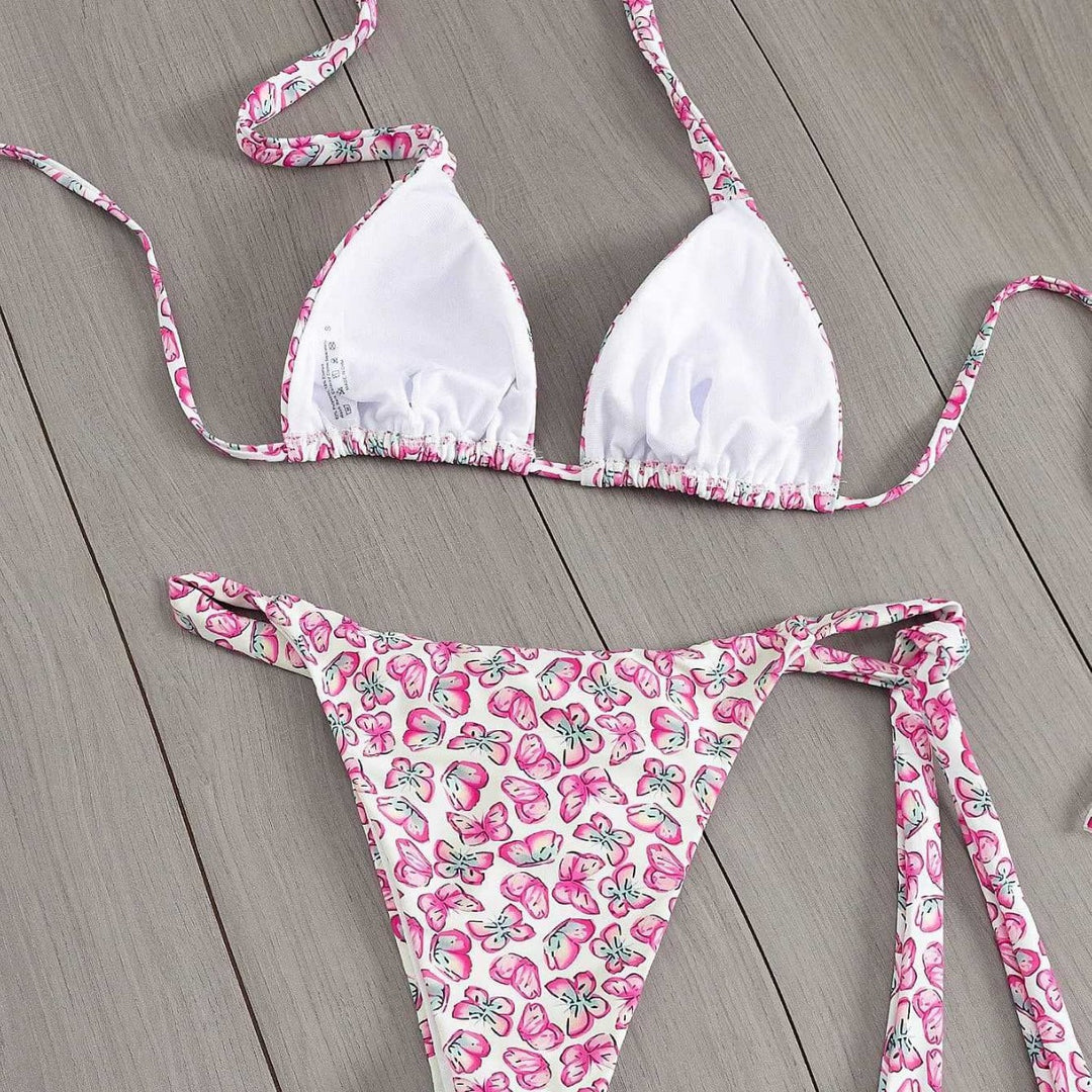 Dame Floral Triangle-Bikini med side bindinger Skovae