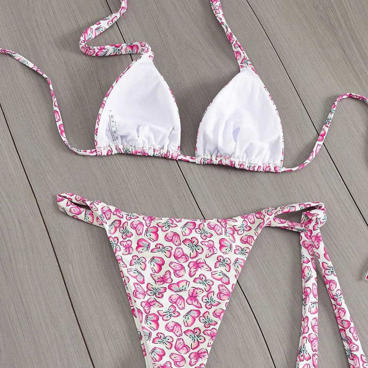 Dame Floral Triangle-Bikini med side bindinger Skovae