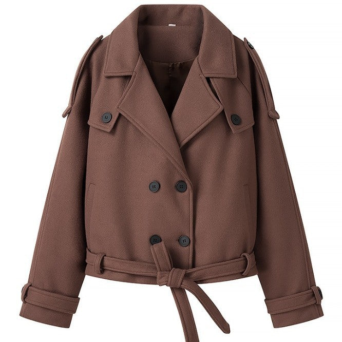 Damer Elegant Lang Trench Coat med Struktureret Standskæde Stilla
