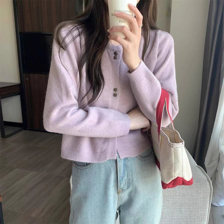 Kvinder Elegant Cardigan med Knap Detaljering Stilla