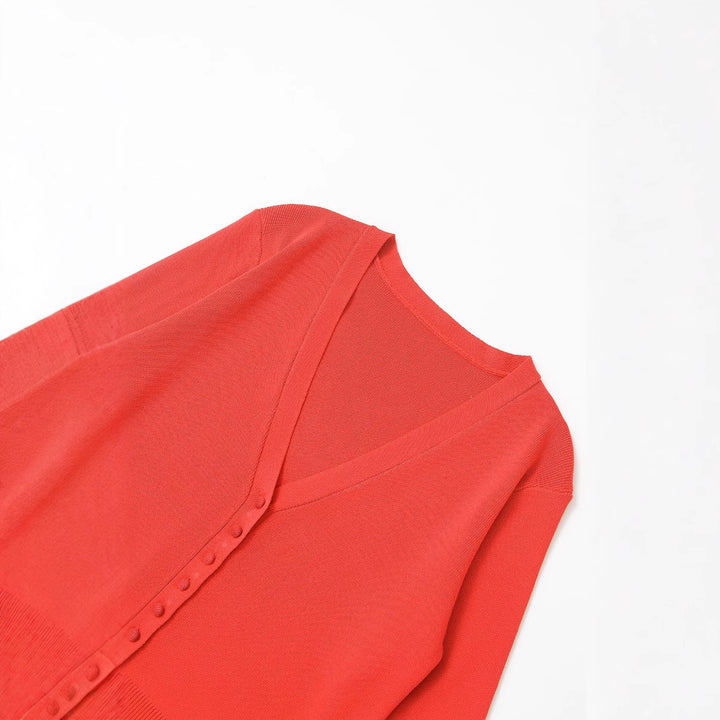 Dame V-hals Knap Cardigan Pullover Stilla