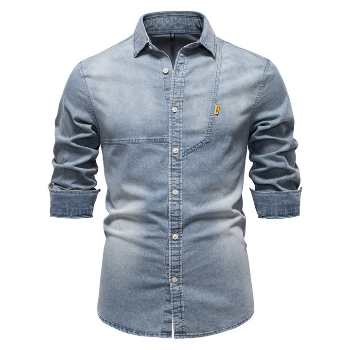 Herren Denim-Skjorte med moderne pasform og brystlomme Stilla