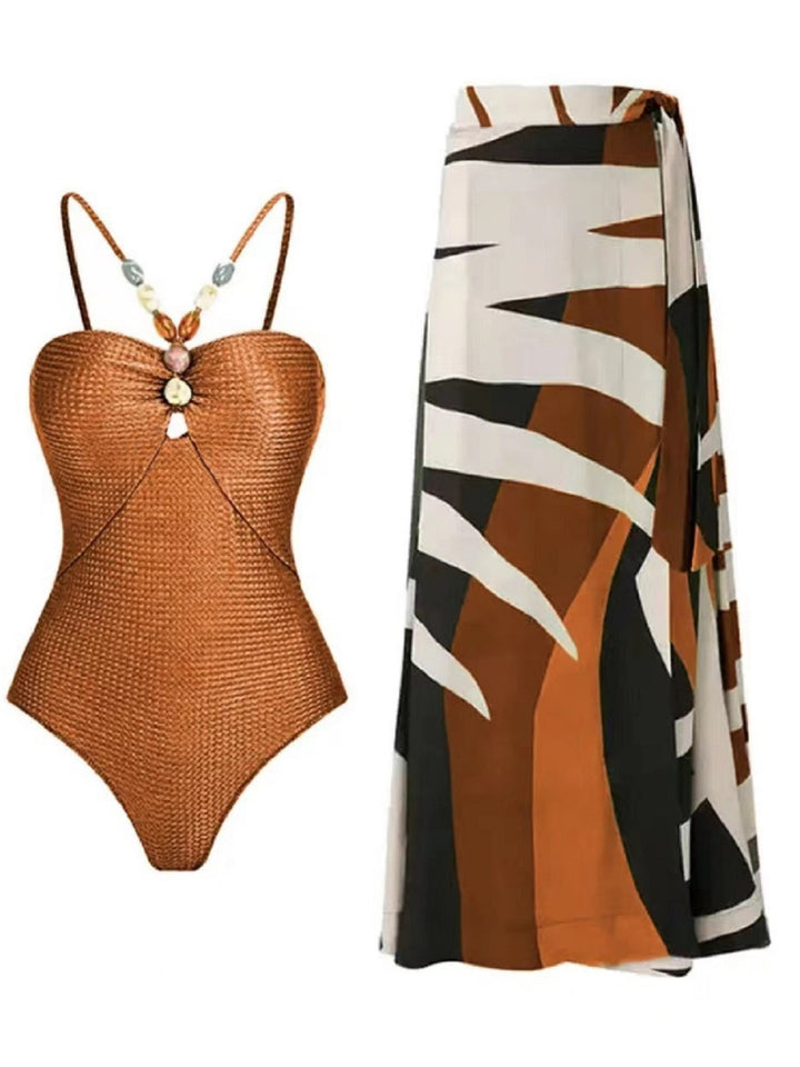 Damer onepiece badedragt med modiske detaljer og stilfuld omslagskjørt Stilla
