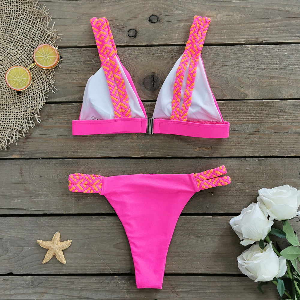 Dame Bikini-sæt med trendy flettede stropper og komfortabel pasform Stilla