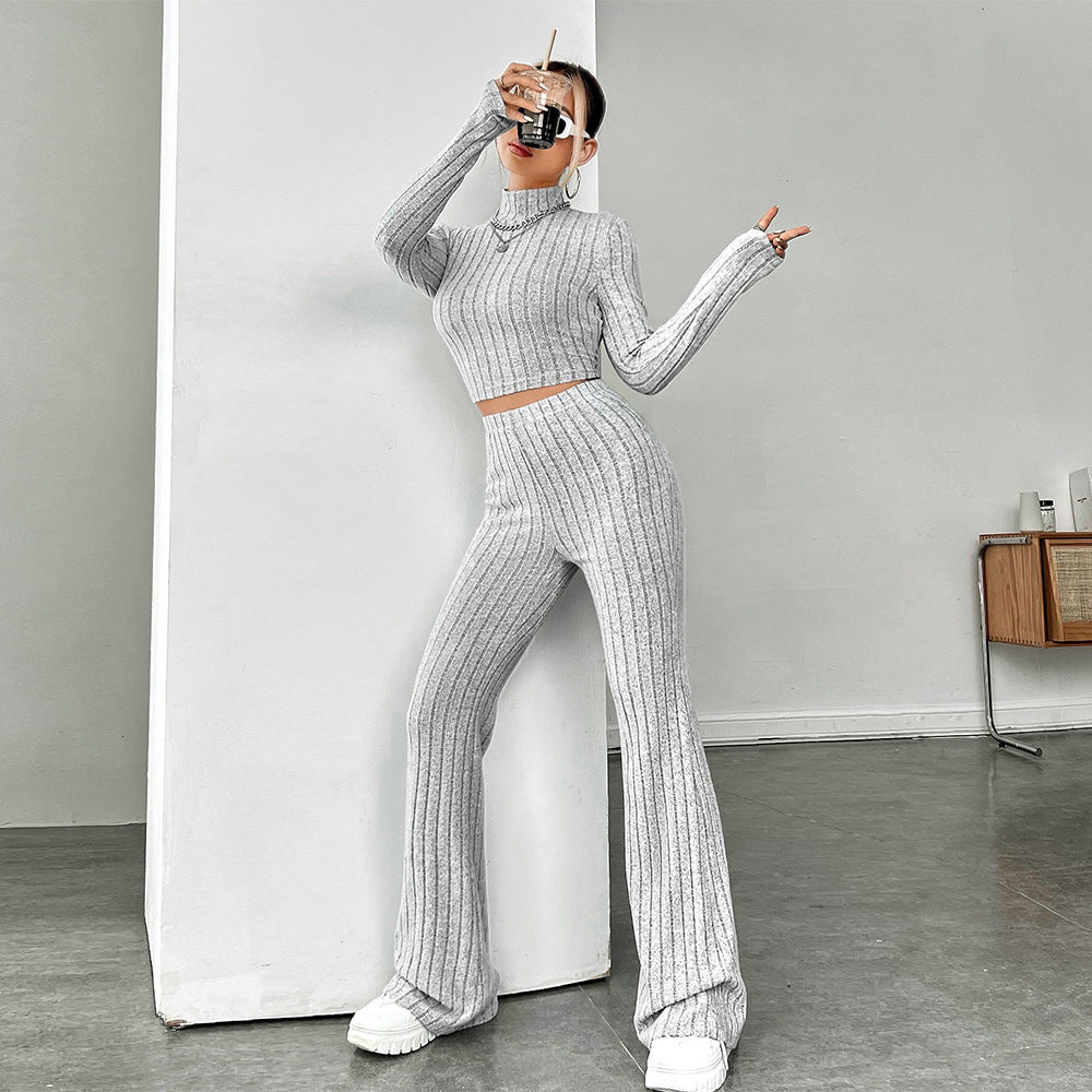 Kvinders cropped sweater med høj talje og brede ben Stilla