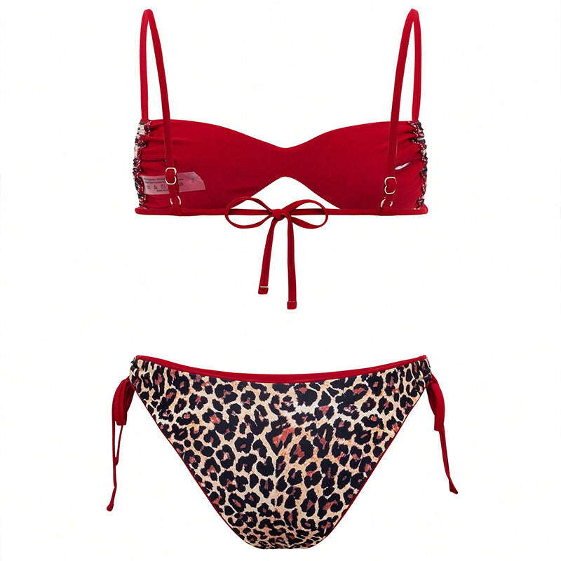 Dame Push-Up Bikini med elegant dyreprint og justerbare stropper Skovae