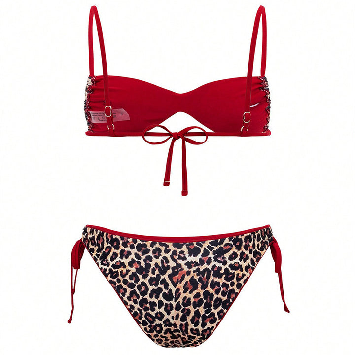 Dame Push-Up Bikini med elegant dyreprint og justerbare stropper Skovae