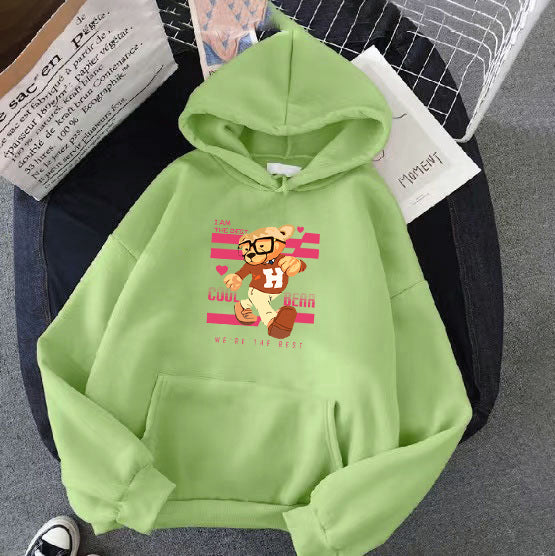 Damehoodie med sjove bjørnemotiver og unikt grafisk print Skovae