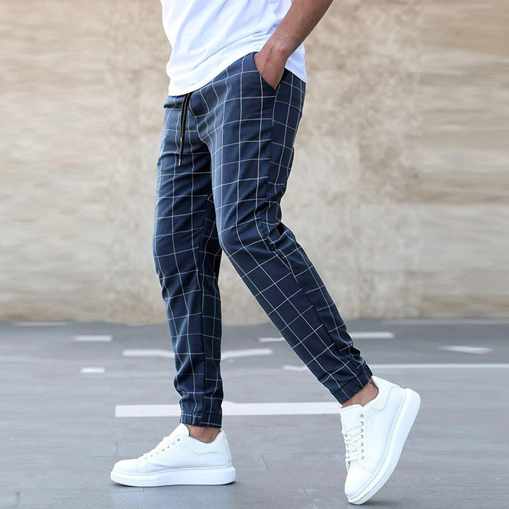 Herrer elegant fritidshose i ternet med elastisk talje og sidelommer Stilla