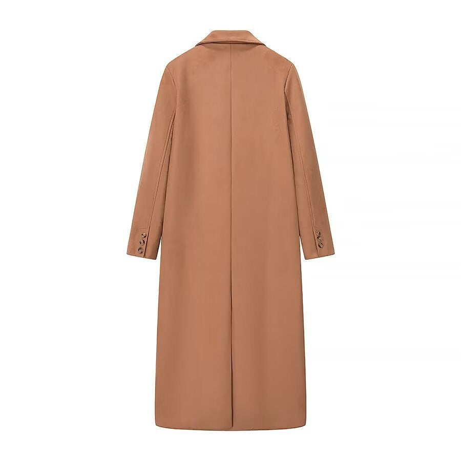 Dame elegant trenchcoat med dobbelt knap række og høj krave Stilla