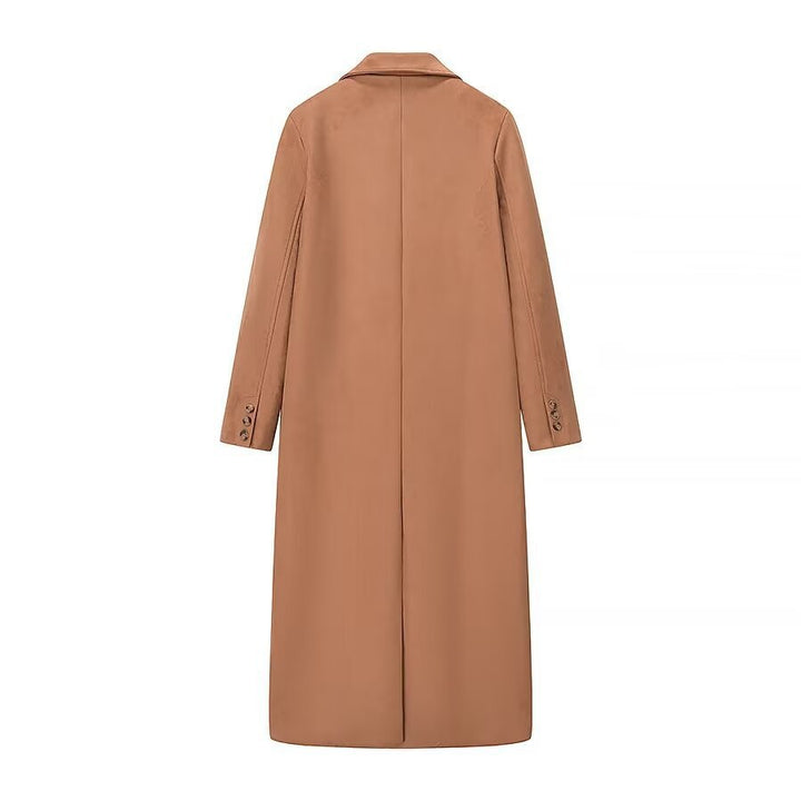 Dame elegant trenchcoat med dobbelt knap række og høj krave Stilla