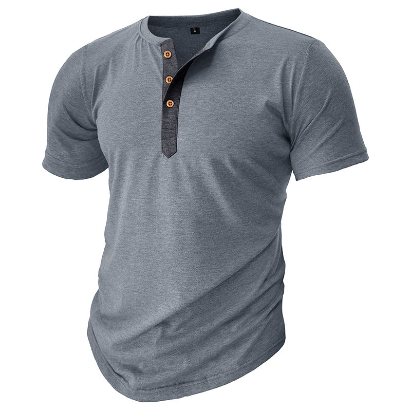 Herrer Henley T-shirt med knapper og afslappet snit Stilla