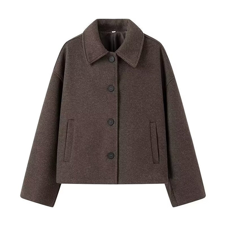 Dame oversized uldjakke med enkle knapper og praktiske lommer Stilla