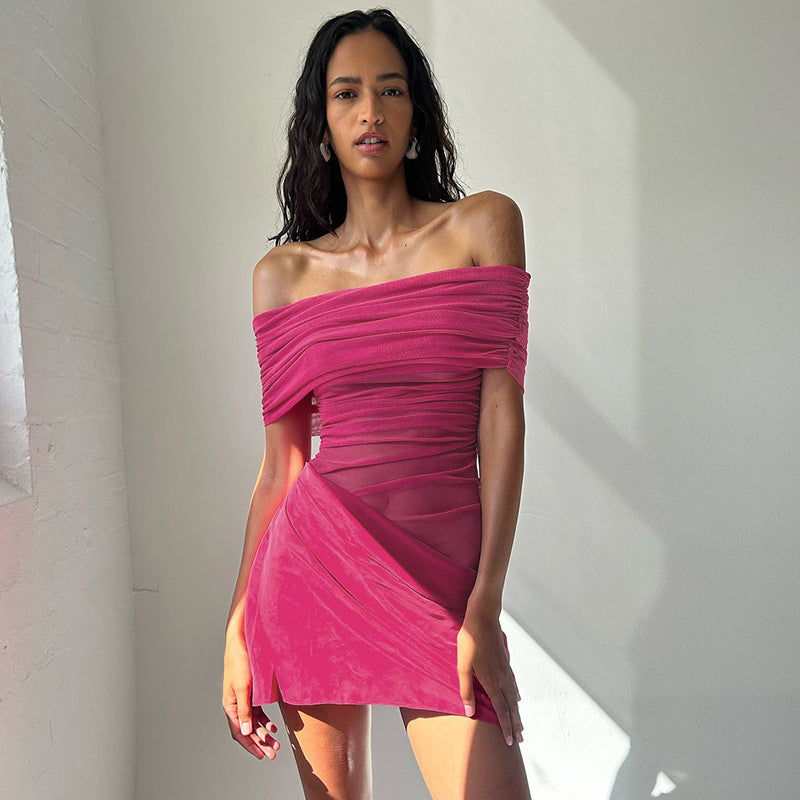 Dame Offshoulder Minikjole med innovativt draperingsdesign Skovae