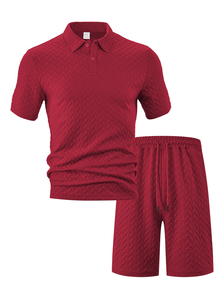 Herre Polo-Shorts-Sæt lavet af åndbart strukturmateriale med moderne design Stilla