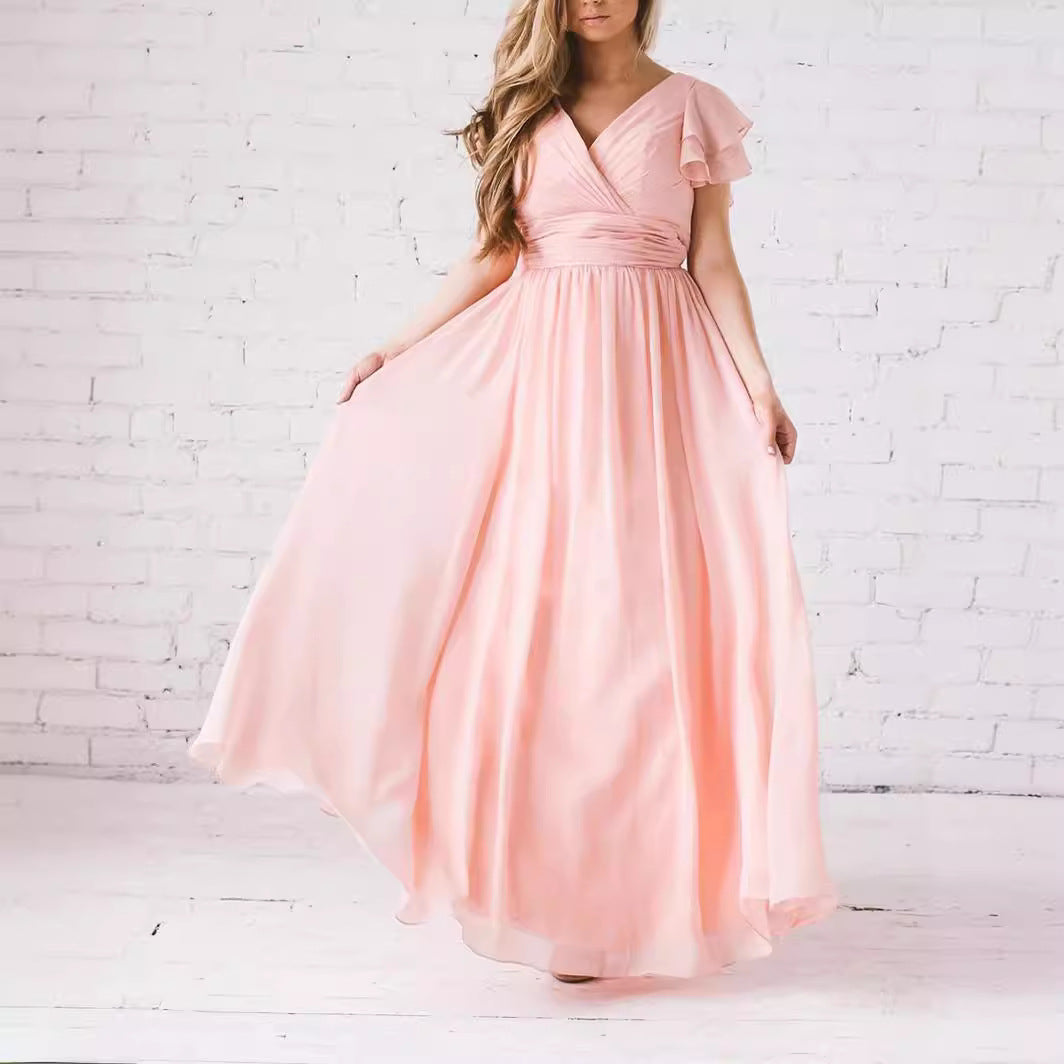 Damer Elegant Maxi Kjole med Flattermer Stilla