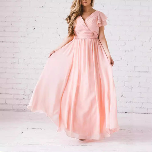 Damer Elegant Maxi Kjole med Flattermer Stilla