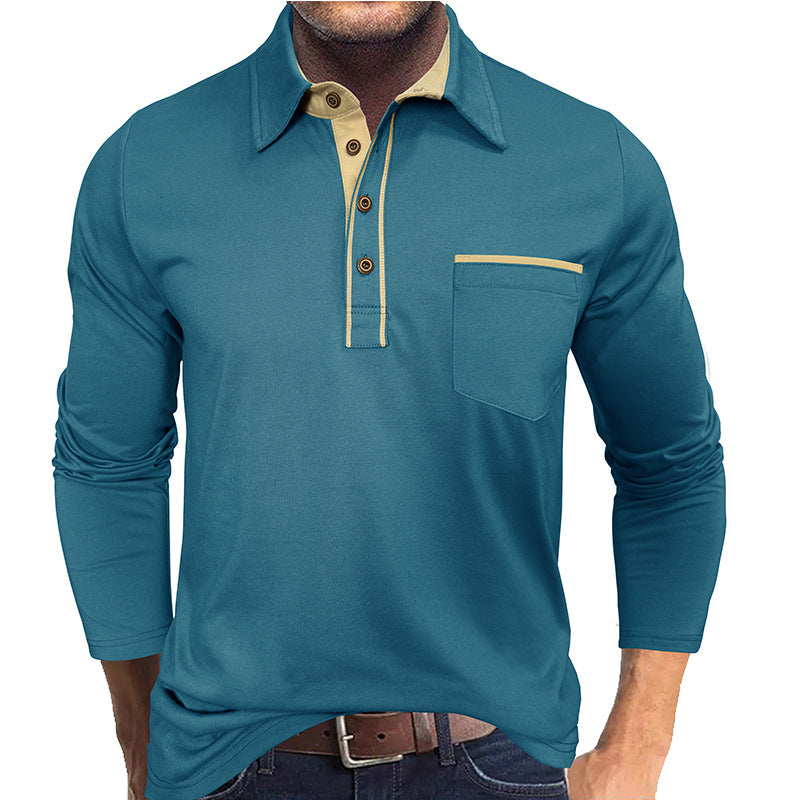 Herre Langærmet Poloshirt med moderne krave Stilla