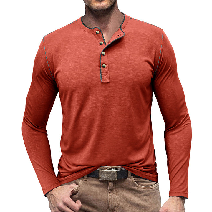 Herre Langærmet Henley-Shirt med fashionable detaljer og behagelig pasform Stilla