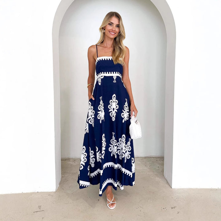 Dame Maxikjole med elegant Boho-mønster og filigran underdel Stilla