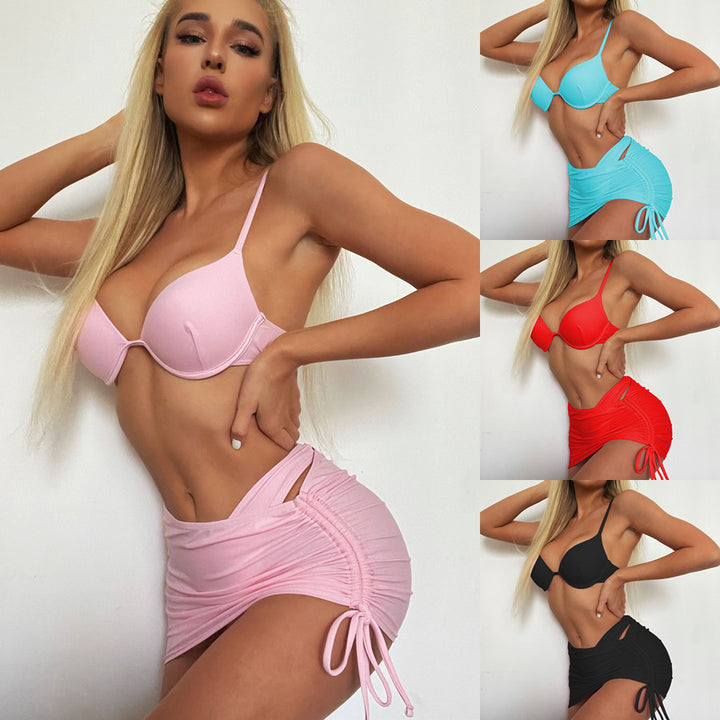 Dame Bikini-sæt med justerbare stropper og raffinerede flæser