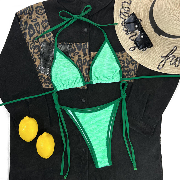 Dame Triangel-Bikini med struktureret overmateriale og justerbare stropper Stilla