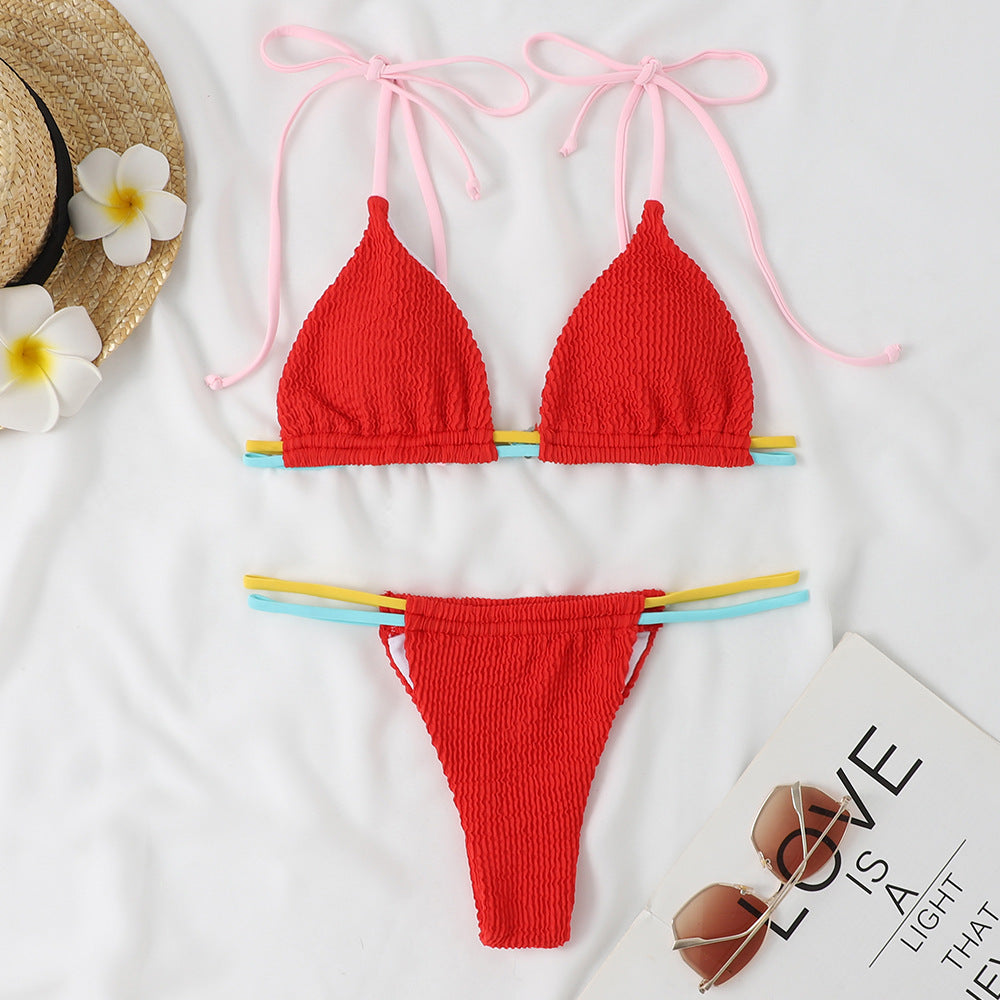 Dame triangel-bikini med justerbare stropper og elastisk bånd Stilla
