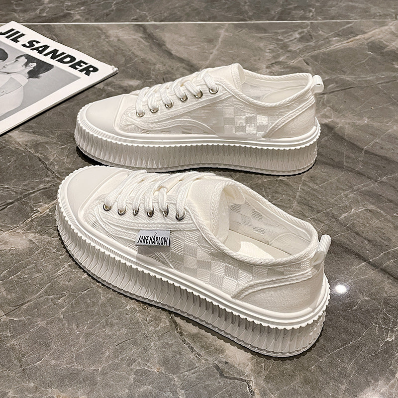 Dame Sneakers med moderne ternet mønster og tyk gummisål Stilla
