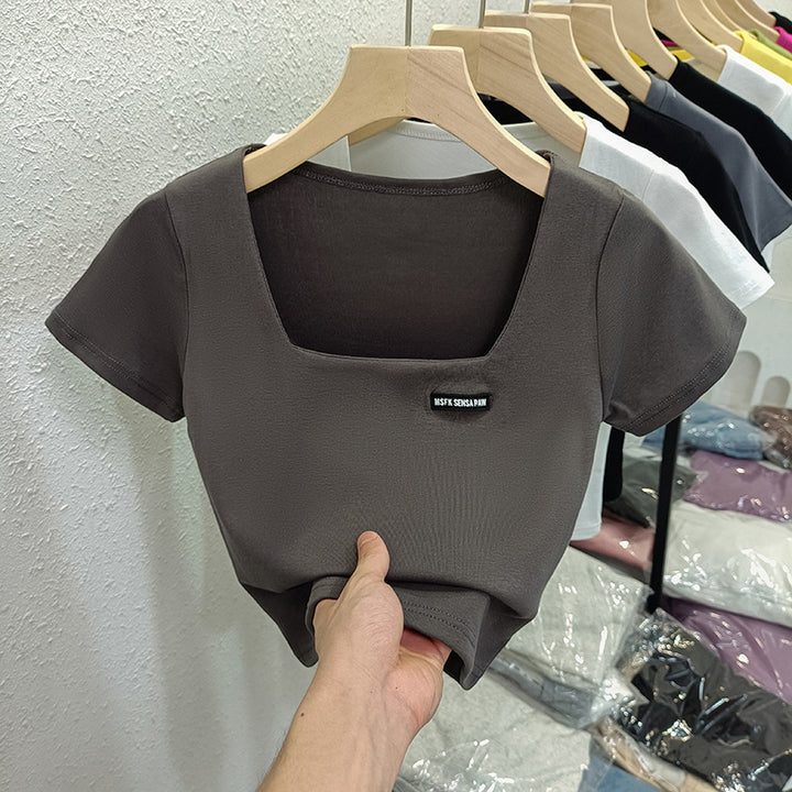 Femme Kvadrat-Udskæring Tætsiddende T-shirt Stilla