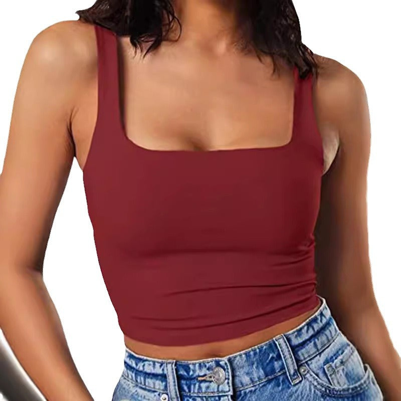 Dame Crop-Top med firkantet udskæring og smal pasform Skovae