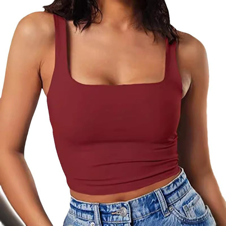 Dame Crop-Top med firkantet udskæring og smal pasform Skovae