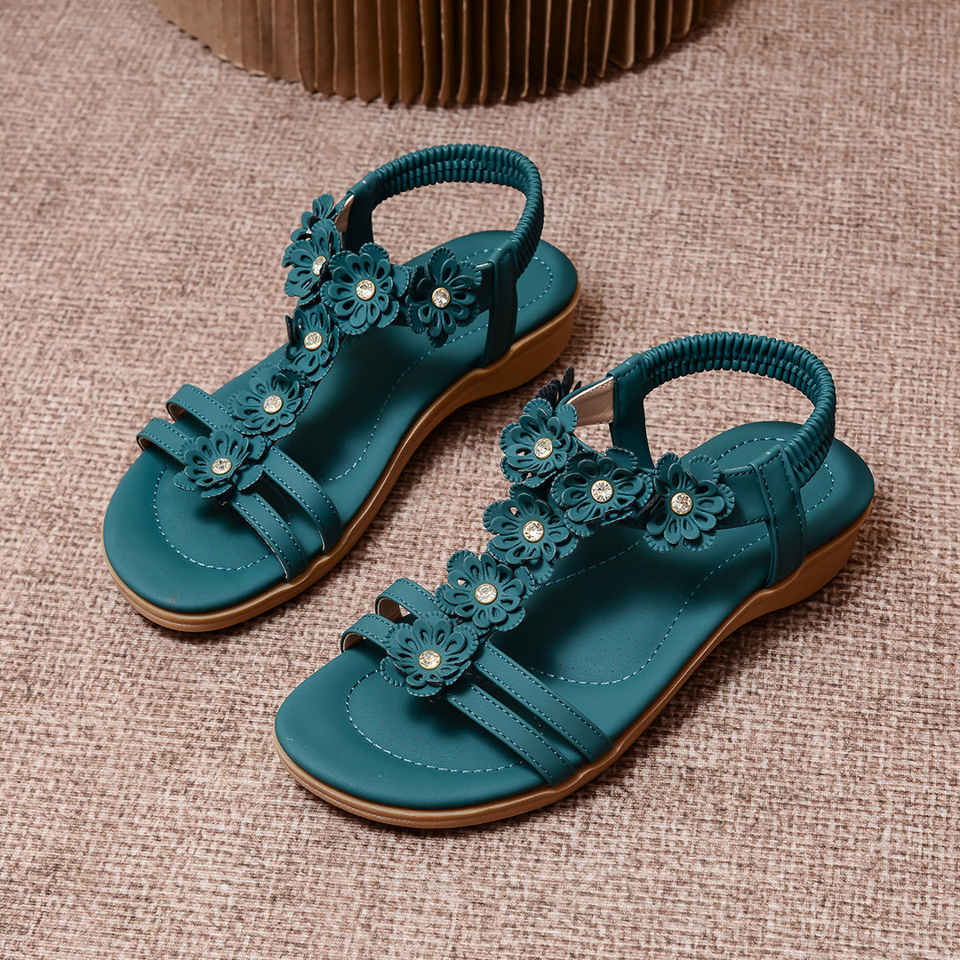 Dame Florale Sandaler med skridsikkert sål og behageligt fodseng Stilla