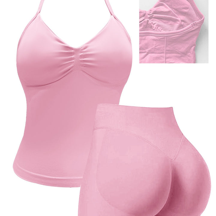 Dame sports top med push-up effekt og figurskabende shorts Skovae