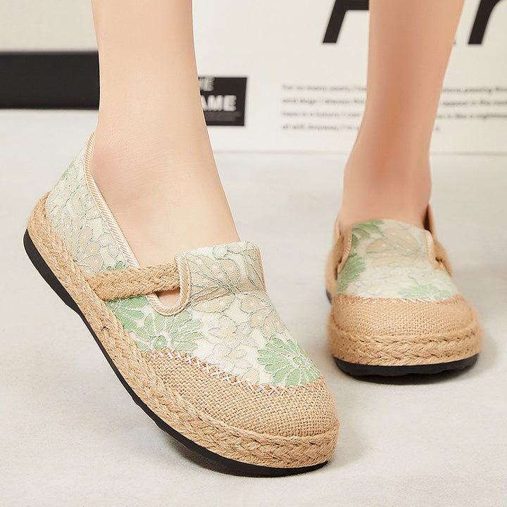 Femme Floral Broderet Espadrille Slip-On Sko Stilla