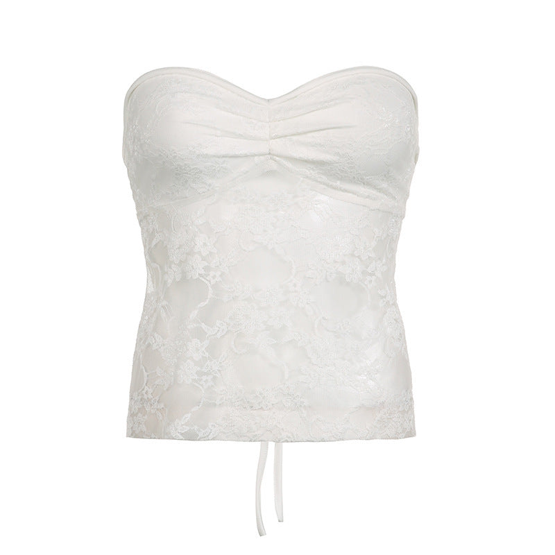 Dame Bustier top med elegant spids og filigran design Skovae