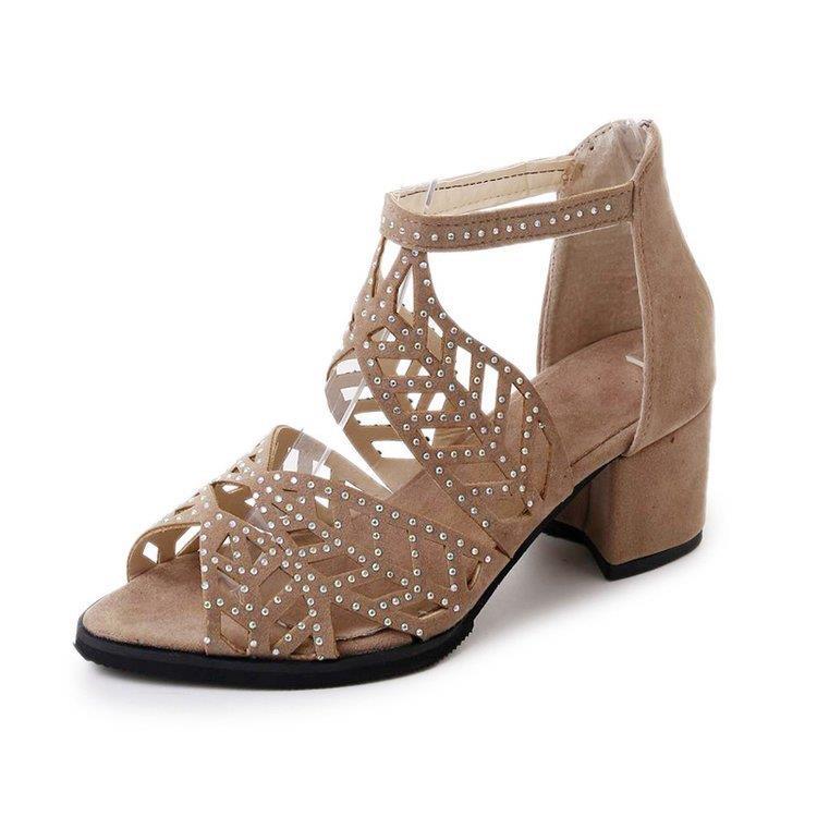 Dame Glamourøse Rhinestone Sandaler med Blokhæl Stilla